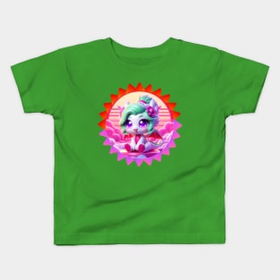 Cute White Dragon Girl Kids T-Shirt